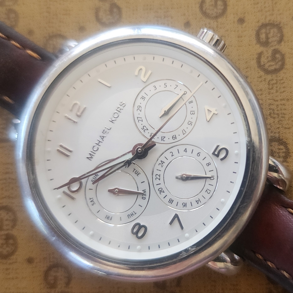 Michael Kors Silver and Brown Watch